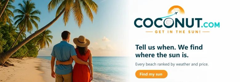 Coconut.com - Tell us when. We find where the sun is.